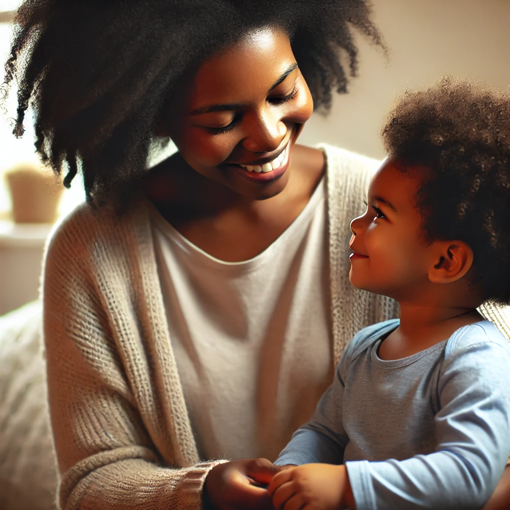 A woman in a heart felt conversation with her child