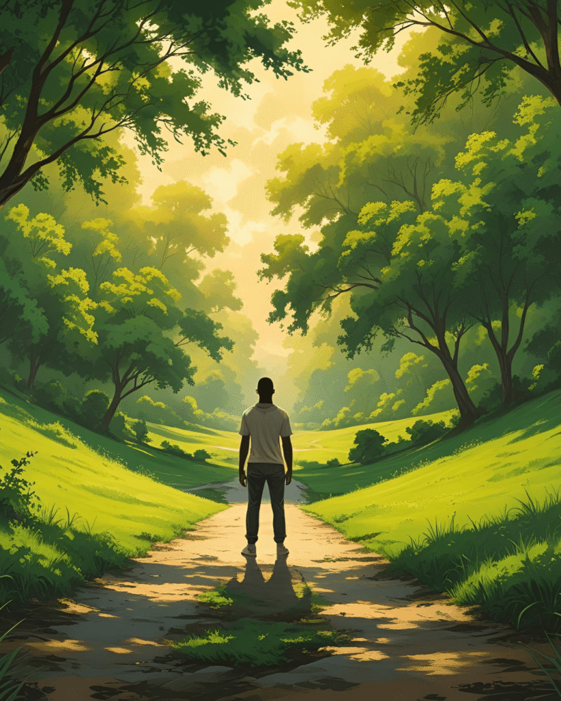 a man standing on cross road