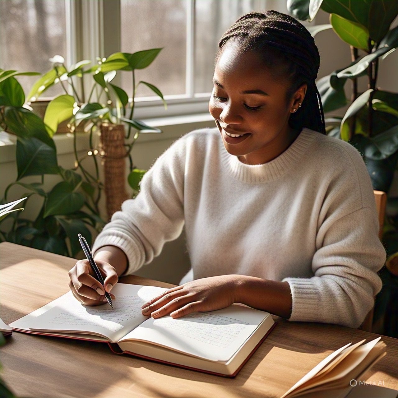 A lady writing symbolizing the power of journaling
