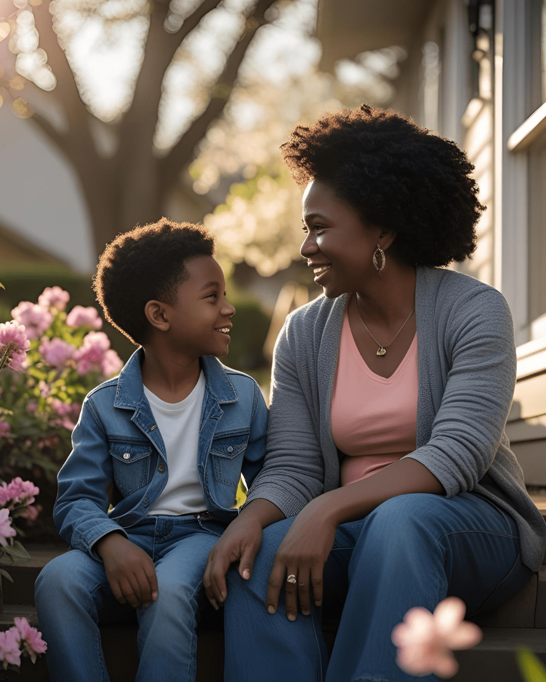 mum and son having a conversation