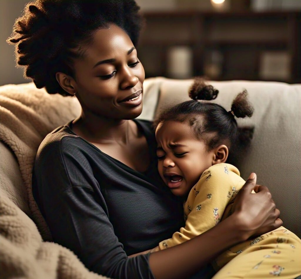 mum cosoling her child