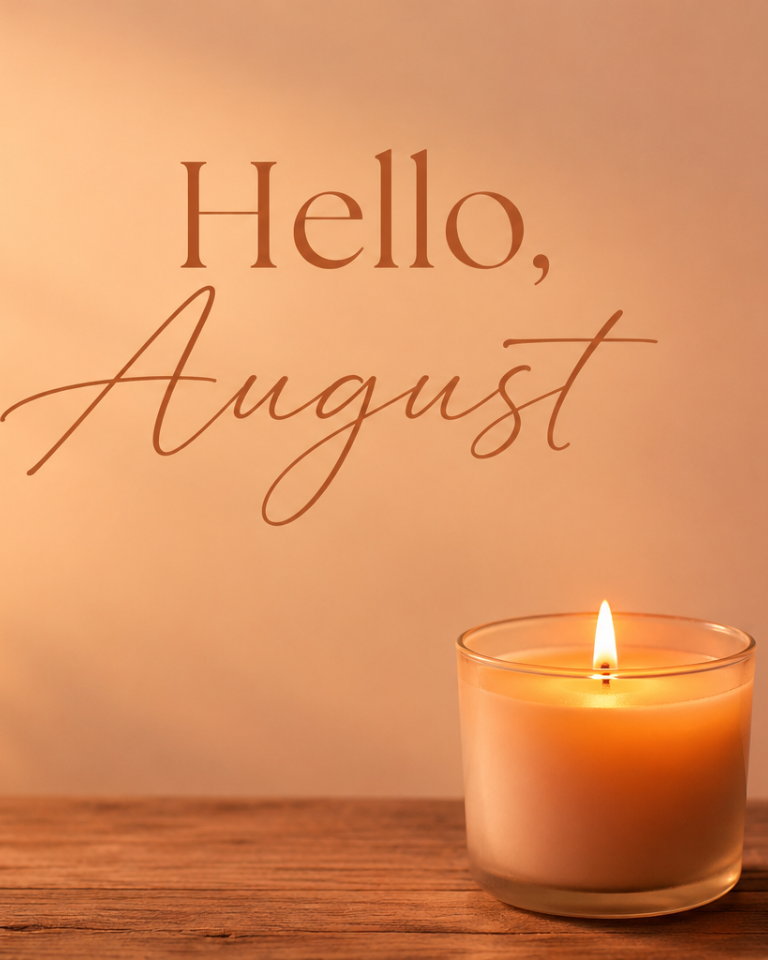 Grieving without guilt — a single lit candle for the "Hello, August: Confronting My Fears" blog post.