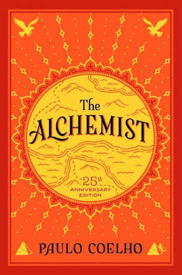 The Alchemist by Paulo Coelho book cover, 25th anniversary edition